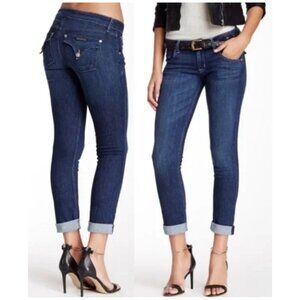 Hudson Jeans Bacara Straight Cuffed Back Flap Booty Pockets Dark Denim Size 29